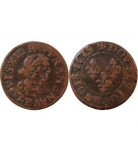 LOUIS XIII - DOUBLE TOURNOIS 1639 E TOURS