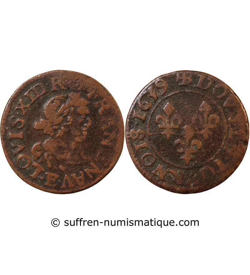 LOUIS XIII - DOUBLE TOURNOIS 1639 E TOURS