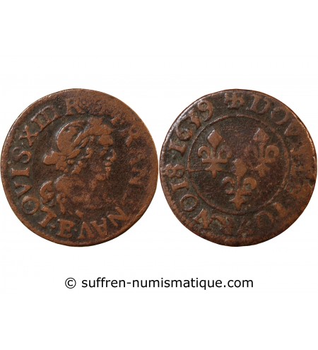 LOUIS XIII - DOUBLE TOURNOIS 1639 E TOURS
