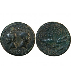NEMAUSUS, NIMES, AUGUSTE ET AGRIPPA - DUPONDIUS Type 2 - 27 / 9 AV JC 2