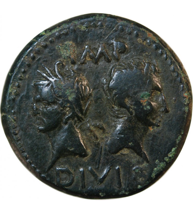 NEMAUSUS, NIMES, AUGUSTE ET AGRIPPA - DUPONDIUS Type 2 - 27 / 9 AV JC