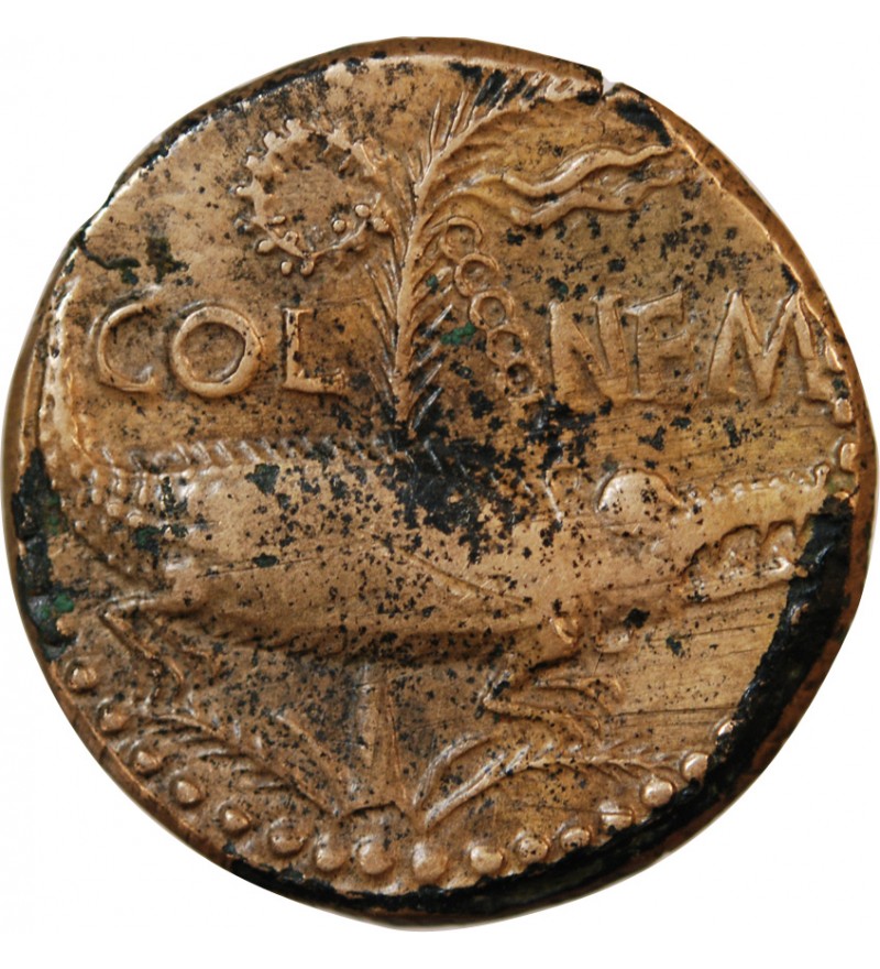 NEMAUSUS, NIMES, AUGUSTE ET AGRIPPA - DUPONDIUS Type 3 - Vers 10 AV JC