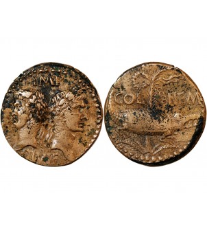 NEMAUSUS, NIMES, AUGUSTE ET AGRIPPA - DUPONDIUS Type 3 - Vers 10 AV JC 2