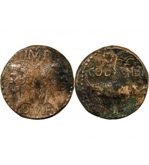 NEMAUSUS, NIMES, AUGUSTE ET AGRIPPA - DUPONDIUS Type 3 - Vers 10 AV JC 2