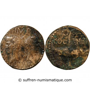 NEMAUSUS, NIMES, AUGUSTE ET AGRIPPA - DUPONDIUS Type 3 - Vers 10 AV JC