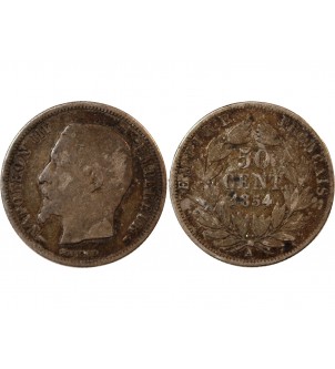 NAPOLEON III - 50 CENTIMES ARGENT 1854 A PARIS 2