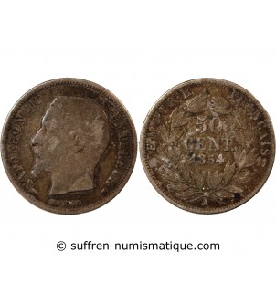 NAPOLEON III - 50 CENTIMES ARGENT 1854 A PARIS