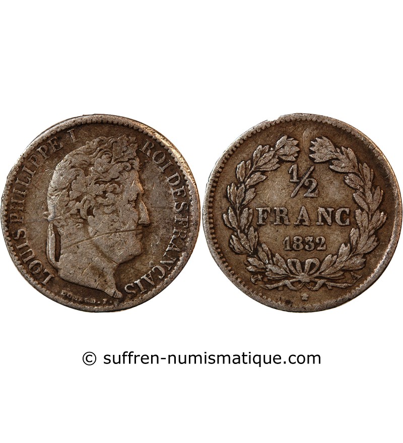 LOUIS-PHILIPPE﻿ Ier - 1/2 FRANC ARGENT 1832 A PARIS