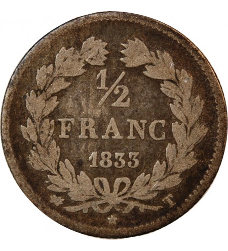 LOUIS-PHILIPPE﻿ Ier - 1/2 FRANC ARGENT 1832 A PARIS