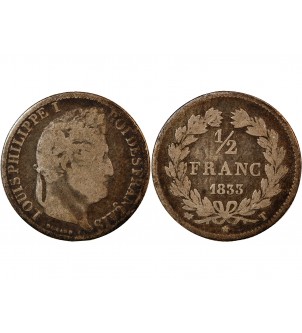 LOUIS-PHILIPPE﻿ Ier - 1/2 FRANC ARGENT 1832 A PARIS 2