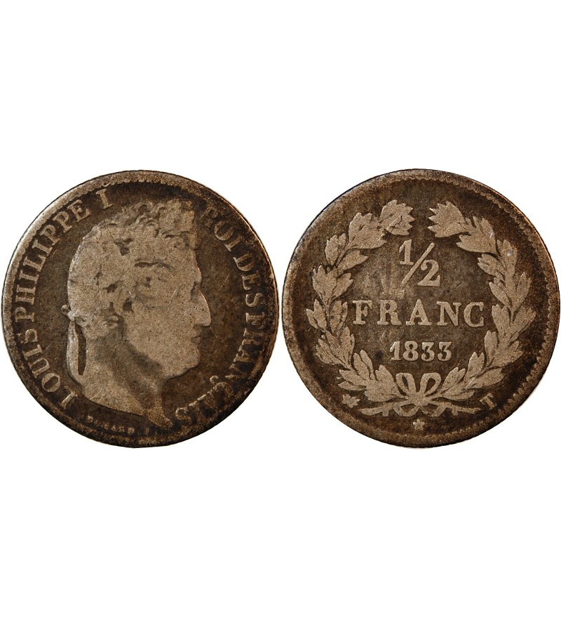 LOUIS-PHILIPPE﻿ Ier - 1/2 FRANC ARGENT 1832 A PARIS