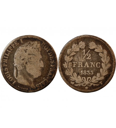 LOUIS-PHILIPPE﻿ Ier - 1/2 FRANC ARGENT 1832 A PARIS