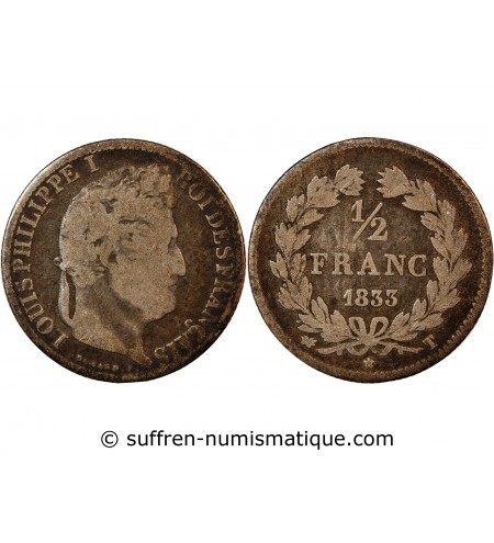 LOUIS-PHILIPPE﻿ Ier - 1/2 FRANC ARGENT 1832 A PARIS