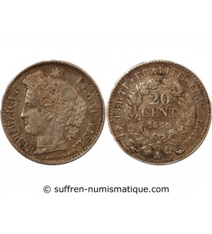 CERES - 20 CENTIMES ARGENT 1850 A PARIS