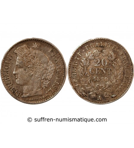 CERES - 20 CENTIMES ARGENT 1850 A PARIS