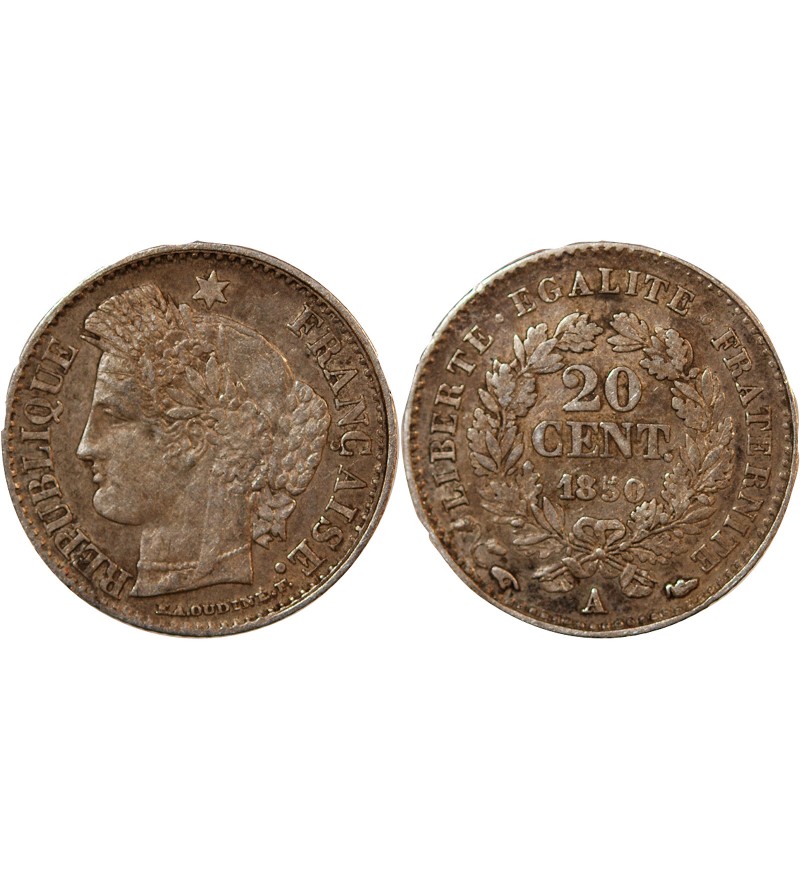 CERES - 20 CENTIMES ARGENT 1850 A PARIS
