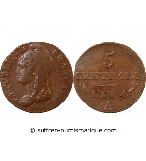 DUPRE - 5 CENTIMES PETIT MODULE L'AN 4 A PARIS