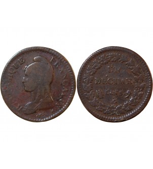 DUPRE - DECIME AN 5 A PARIS - Surfrappe du 2 décimes 2