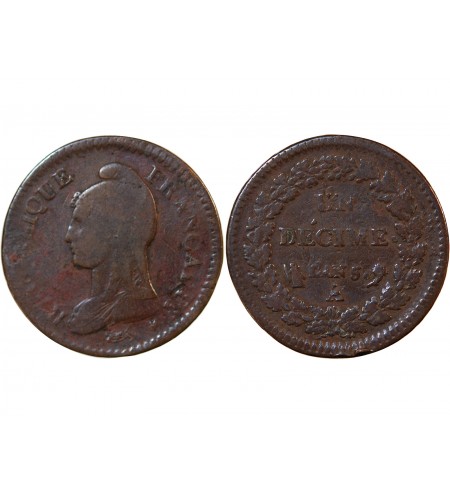 DUPRE - DECIME AN 5 A PARIS - Surfrappe du 2 décimes