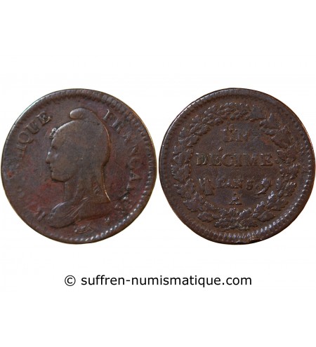 DUPRE - DECIME AN 5 A PARIS - Surfrappe du 2 décimes