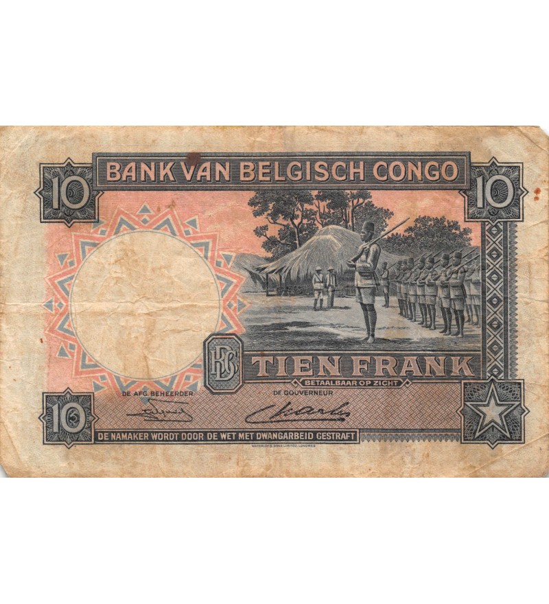 BANQUE DU CONGO BELGE - 10 FRANCS 15-08-1949
