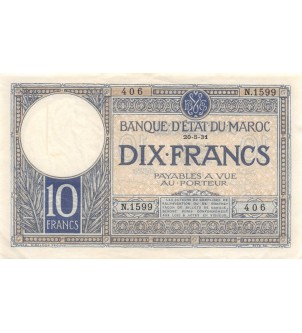 BANQUE D'ETAT DU MAROC - 10 FRANCS 20-05-1931 2