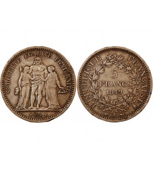 HERCULE - 5 FRANCS ARGENT 1849 A PARIS 2