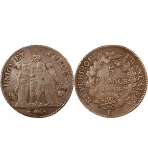 UNION et FORCE, CONSULAT - 5 FRANCS AN 8/5 L BAYONNE 2