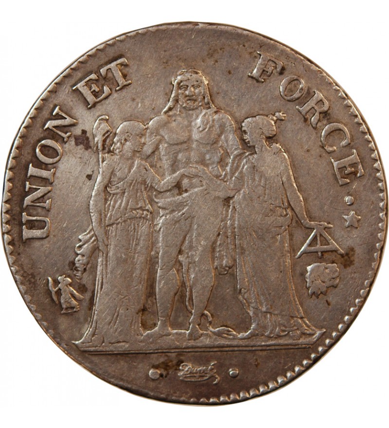 UNION et FORCE, CONSULAT - 5 FRANCS AN 8/5 L BAYONNE