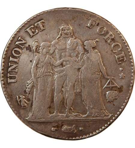 UNION et FORCE, CONSULAT - 5 FRANCS AN 8/5 L BAYONNE