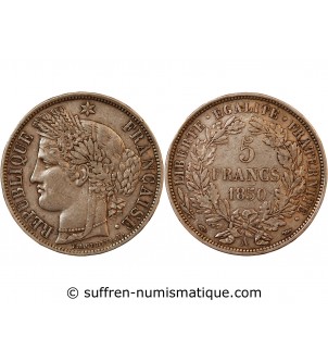 CERES - 5 FRANCS ARGENT 1850 A PARIS