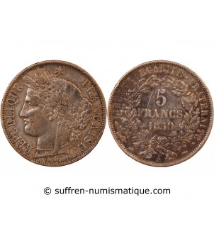 CERES - 5 FRANCS ARGENT 1850 A PARIS