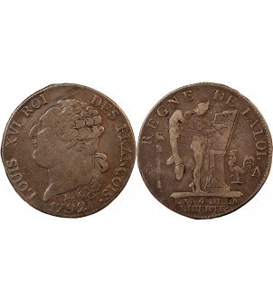 LOUIS XVI CONSTITUTION - 1/2 ECU DE 3 LIVRES 1792 A PARIS 2