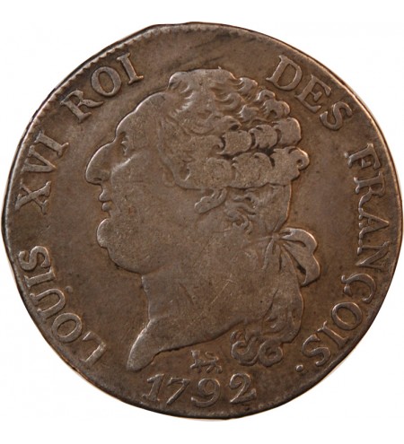 LOUIS XVI CONSTITUTION - 1/2 ECU DE 3 LIVRES 1792 A PARIS