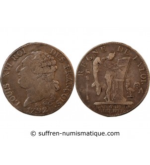 LOUIS XVI CONSTITUTION - 1/2 ECU DE 3 LIVRES 1792 A PARIS