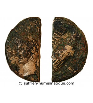 NEMAUSUS, NIMES, AUGUSTE ET AGRIPPA - 1/2 DUPONDIUS - 27 / 9 AV JC