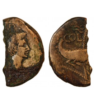 NEMAUSUS, NIMES, AUGUSTE ET AGRIPPA - 1/2 DUPONDIUS - 27 / 9 AV JC 2