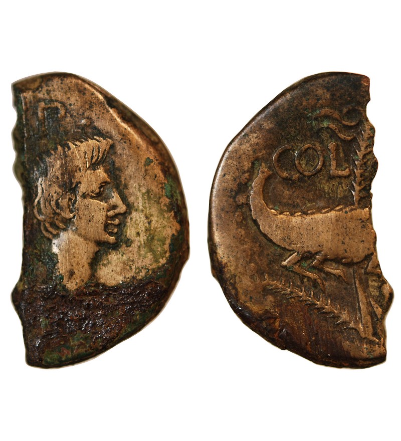 NEMAUSUS, NIMES, AUGUSTE ET AGRIPPA - 1/2 DUPONDIUS - 27 / 9 AV JC