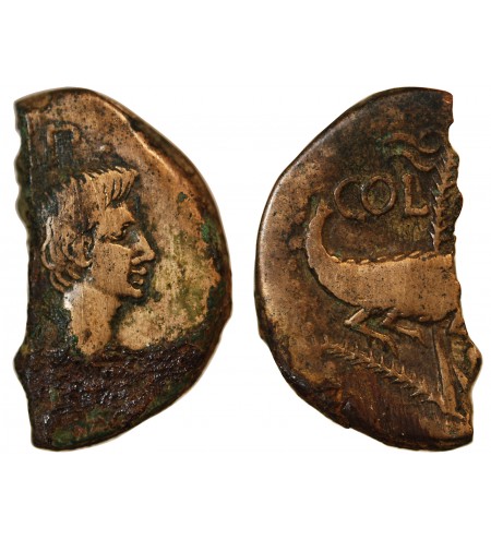 NEMAUSUS, NIMES, AUGUSTE ET AGRIPPA - 1/2 DUPONDIUS - 27 / 9 AV JC