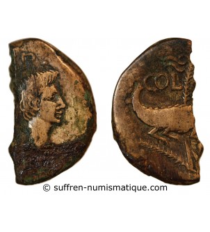 NEMAUSUS, NIMES, AUGUSTE ET AGRIPPA - 1/2 DUPONDIUS - 27 / 9 AV JC