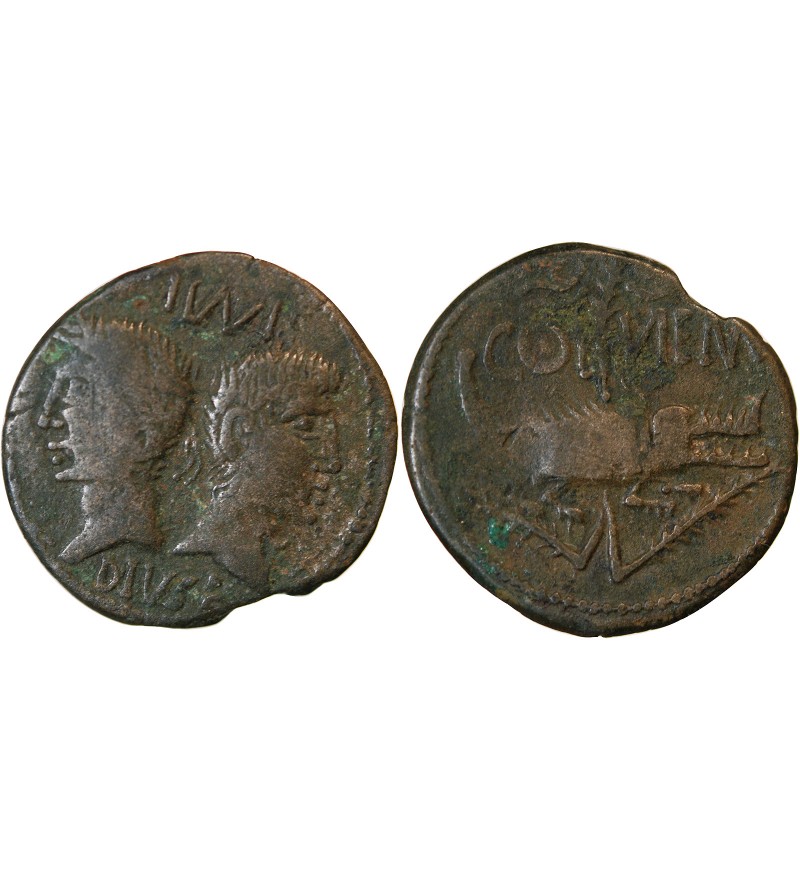 NEMAUSUS, NÎMES, AUGUSTE ET AGRIPPA - 1/2 DUPONDIUS DE NÎMES - IMITATION GAULOISE