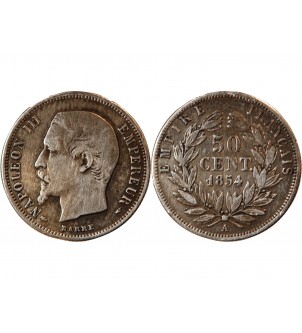 NAPOLEON III - 50 CENTIMES ARGENT 1854 A PARIS 2