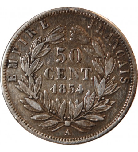 NAPOLEON III - 50 CENTIMES ARGENT 1854 A PARIS