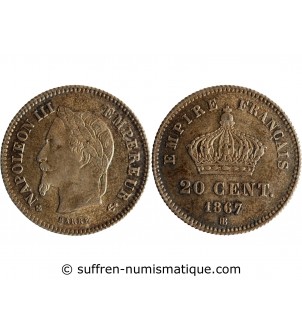 20 CENTIMES NAPOLEON III 1867 BB STRASBOURG