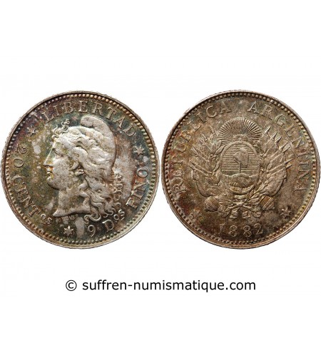 ARGENTINE - 20 CENTAVOS ARGENT 1882﻿