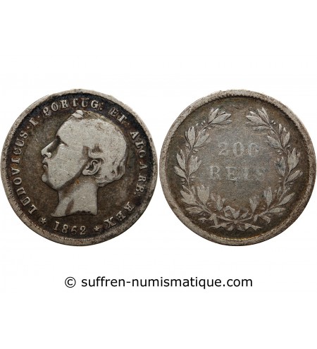 PORTUGAL - LUIZ Ier 200 REIS ARGENT 1862