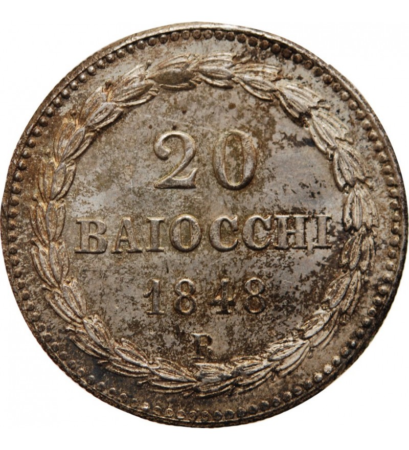 VATICAN - PIE IX 20 BAIOCCHI ARGENT 1848 III R ROME