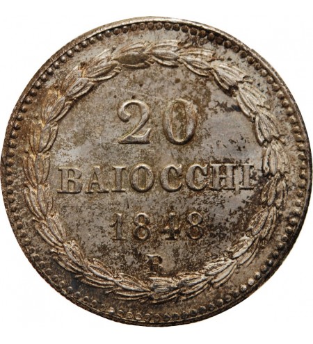 VATICAN - PIE IX 20 BAIOCCHI ARGENT 1848 III R ROME
