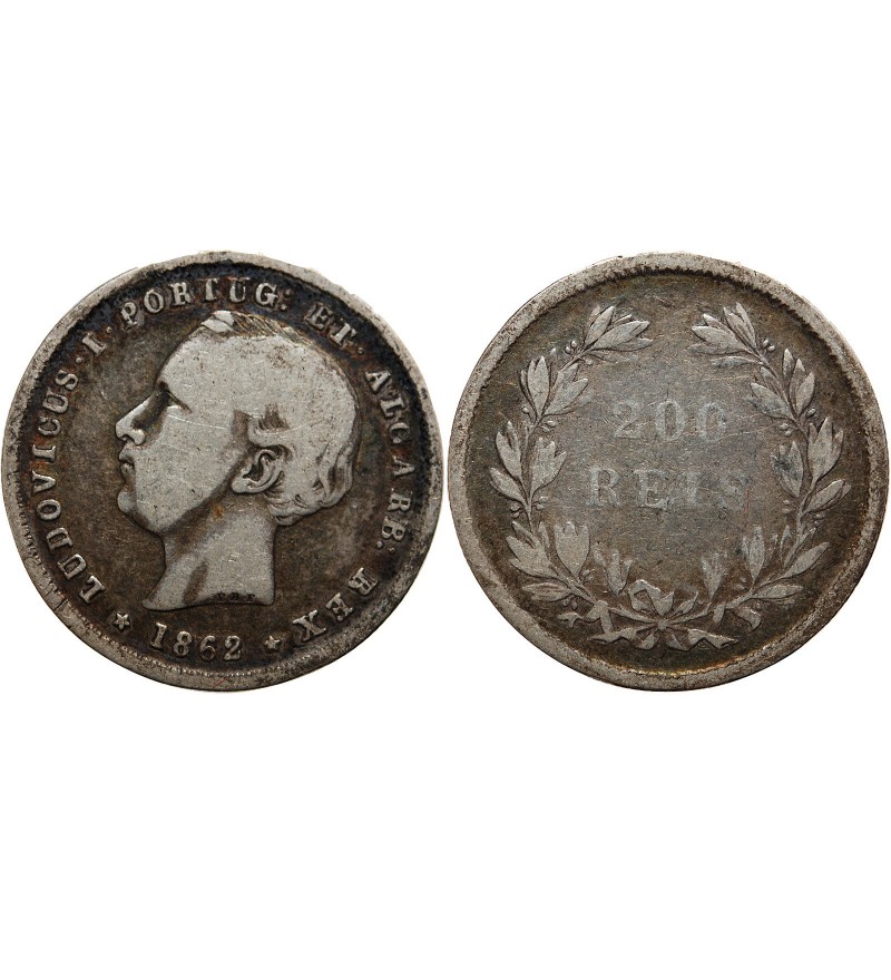 PORTUGAL - LUIZ Ier 200 REIS ARGENT 1862