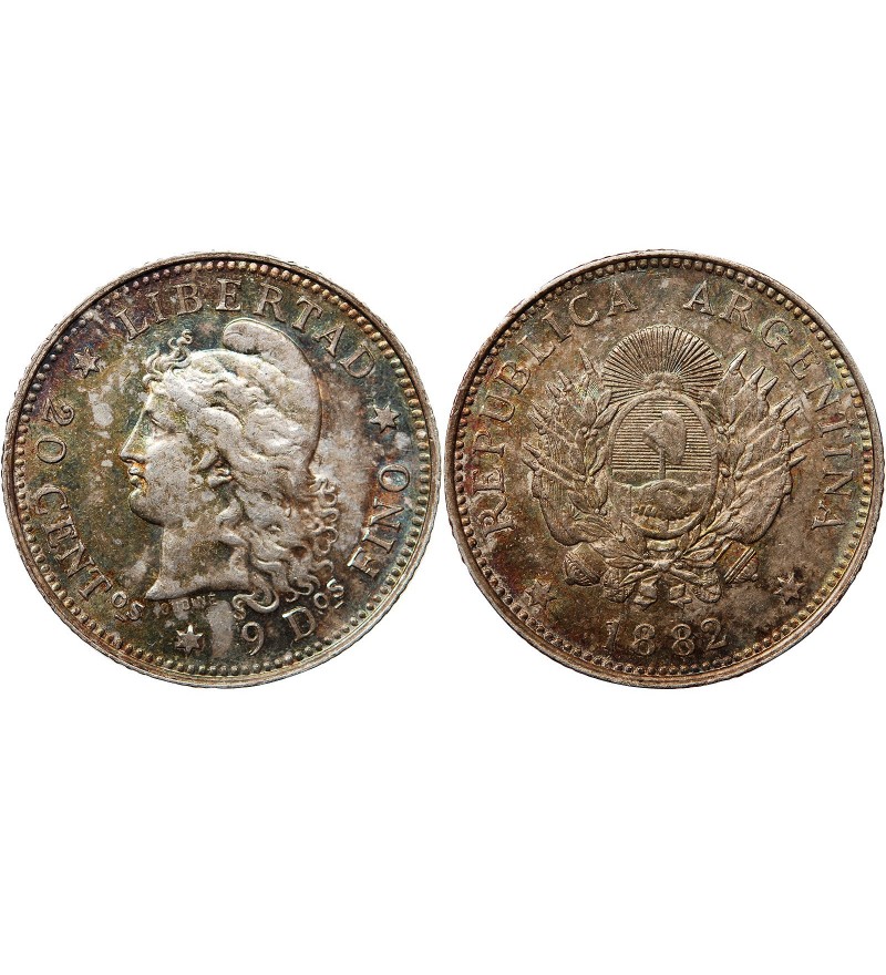 ARGENTINE - 20 CENTAVOS ARGENT 1882﻿